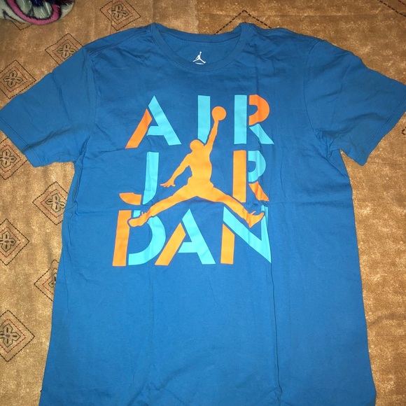 blue and orange jordan shirt